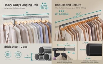 Heavy Duty Clothes Rack With Extendable Rail, 7 of 12