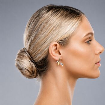 Silver Golden Glow Leaf Studs, 2 of 4