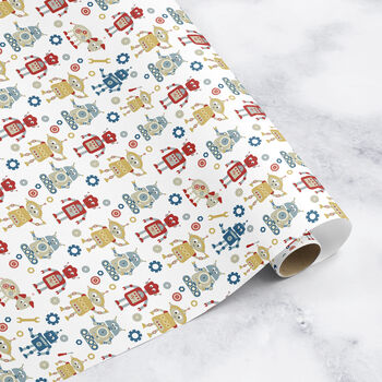 Kids Robot Wrapping Paper Roll Or Folded V1, 2 of 3