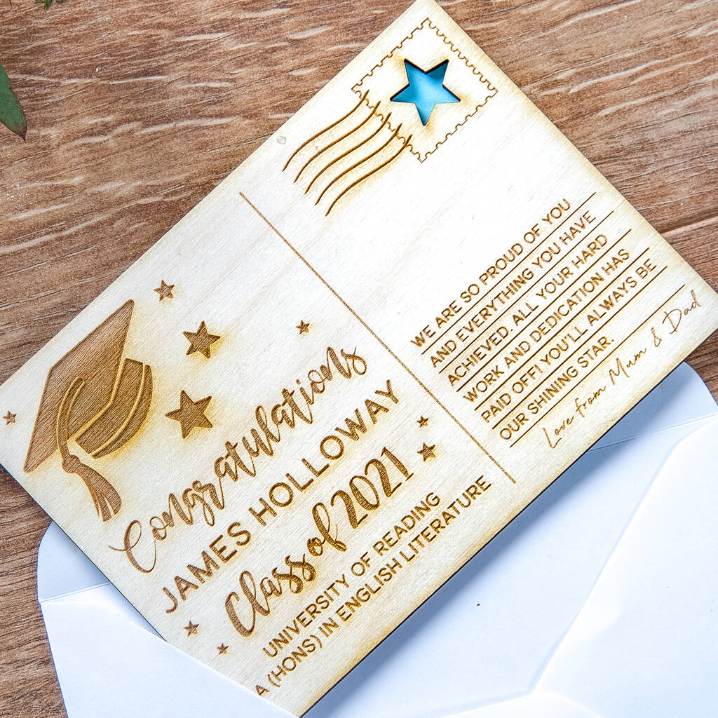 Personalised Graduation Wooden Post Card, 1 of 5