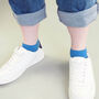 Pin Stripe Grey And Classic Blue Men's Trainer Socks, thumbnail 4 of 12