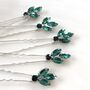 Emerald Green Crystal Hair Pin Set, thumbnail 1 of 4