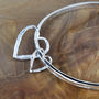 Silver Happily Ever After Textured Double Heart Bangle, thumbnail 1 of 4