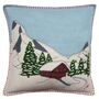Alpine Chalet Hand Embroidered Wool Cushion, thumbnail 1 of 3