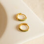 Emerald Green Hoop Earrings 18ct Gold Plated, thumbnail 1 of 3