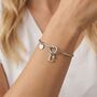 Silver Initial And Birthstone Adjustable Knotted Bangle, thumbnail 1 of 6