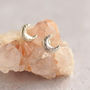 Little Crescent Moon Silver Stud Earrings, thumbnail 2 of 5