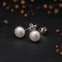 Sterling Silver White Freshwater Pearl Stud Earrings, thumbnail 1 of 9