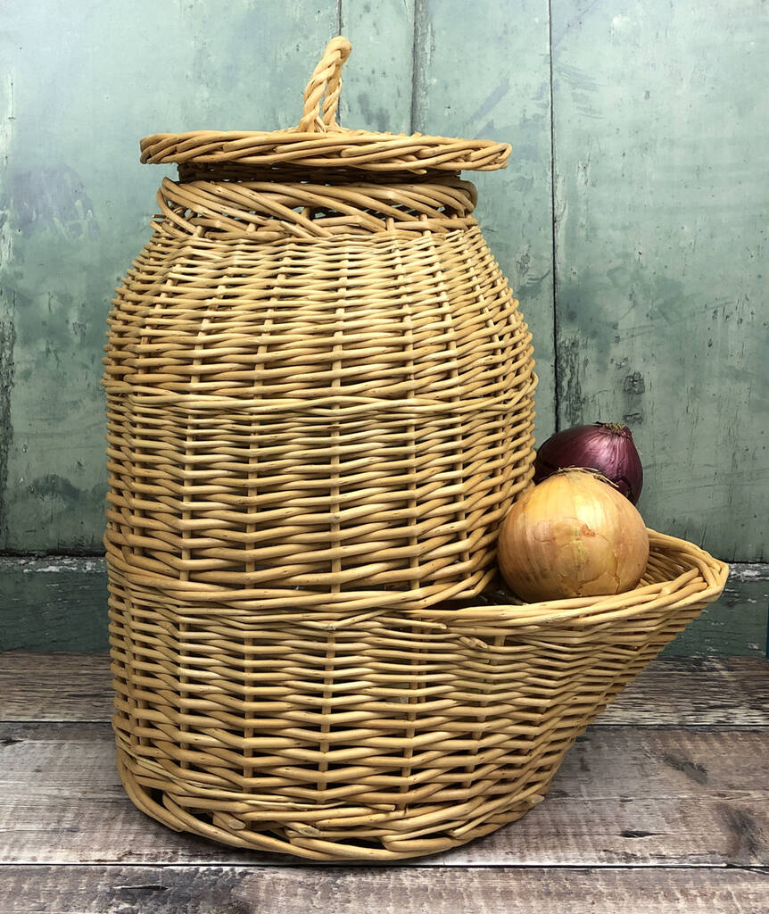 Wicker Onion Hopper Storage Basket By Garden Selections