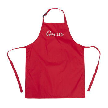 Personalised Kid's Red Santa's Little Helper Apron, 7 of 8