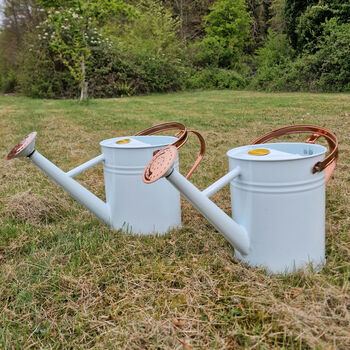 Pair Of Ivory White And Copper Watering Cans, 2 of 11