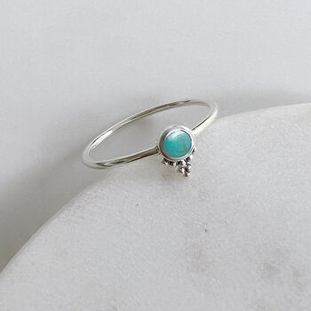 Crowned Turquoise Sterling Silver Ring, 2 of 5