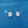 Silver Single Cz Stone Stud Earrings, 925 Sterling Silver, thumbnail 2 of 8