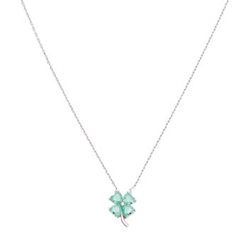 Four Leaf Clover Sterling Silver Necklace Green, 8 of 12