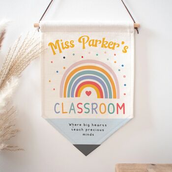 Personalised Rainbow Teacher Class Room Sign, 2 of 3
