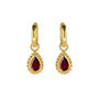 January Birthstone Garnet Gold Plated Huggie Hoop Earrings, thumbnail 2 of 11