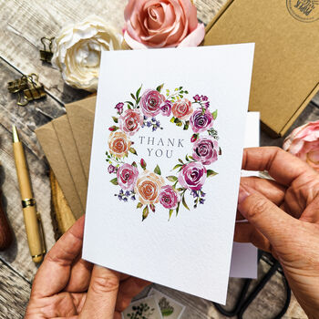 8x Rose Garden Thank You Cards And Envelopes By Paper Willow ...