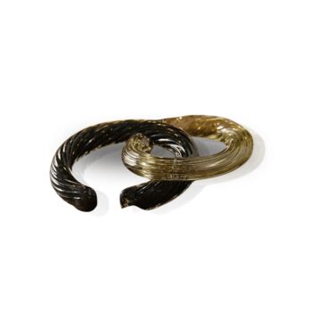 Twisted Murano Glass Chain Sculpture – Amber And Smoke, 2 of 3