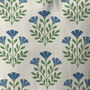 Blue Floral Block Print Chenille Cushion Cover, thumbnail 2 of 12