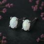 Sterling Silver White Opal Claw Stud Earrings, thumbnail 4 of 6