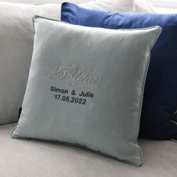 Personalised Silver Anniversary Embroidered Cushion, 3 of 10