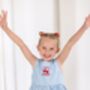 Blue Gingham Embroidered Personalised Cherry Smock Dress, thumbnail 4 of 7