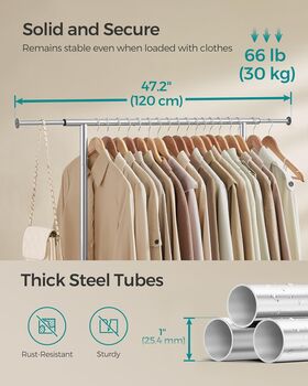 Extendable Clothes Rail Rolling Garment Rack, 4 of 6