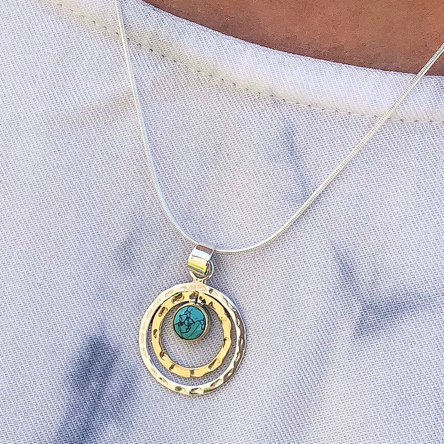 Infinity Universe Turquoise Silver And Brass Necklace, 1 of 12