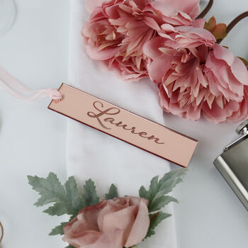 Rose Gold Mirrored Table Settings Favour Bookmark, 3 of 6