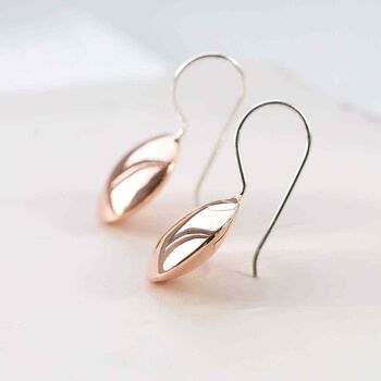 Sterling Silver Rose Gold Button Drop Earrings, 3 of 6