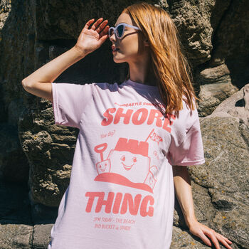 Shore Thing Women's T Shirt With Sandcastle Graphic, 3 of 4