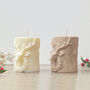 Neutral Christmas Pillar Candle With Christmas Reindeer, thumbnail 3 of 10