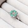 Sterling Silver Art Deco Emerald Square Ring, thumbnail 2 of 7