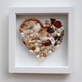 Handmade Framed Beach Love Heart Mixed Media Picture By Rana Cullimore