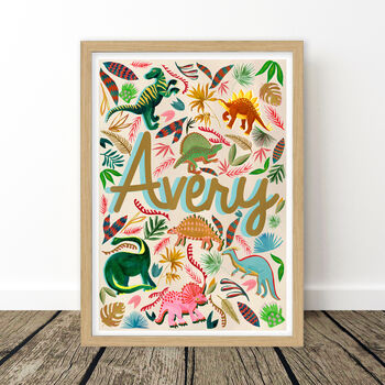 Blue And Gold Dinosaur Name Print, 6 of 9