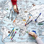Colour In World Map Tablecloth Kit + 10 Pens, thumbnail 1 of 7