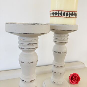 Pair Of Vintage Hand Painted Pillar Candlesticks~ 26, 3 of 6