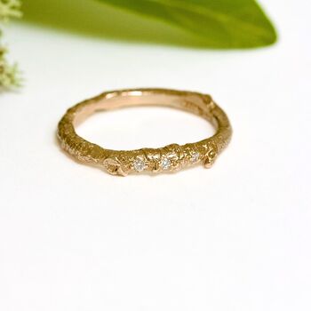 Gold And Diamond Nature Twig Wedding Ring, 3 of 7