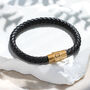 Mens Personalised Gold Plated Clasp Leather Bracelet, thumbnail 1 of 5