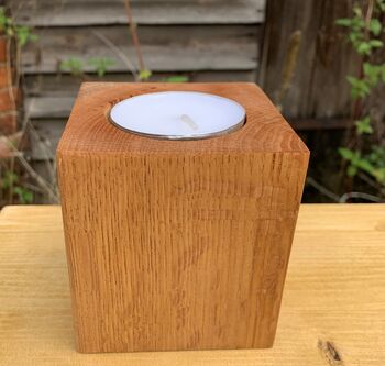 Oak Pillar Candle Holder With Extra Large Tealight, 11 of 12