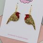 Christmas Robin Glitter Resin Earrings, thumbnail 3 of 4