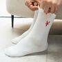 Women's Embroidered Cotton Socks Cream Red Lobsters, thumbnail 1 of 5