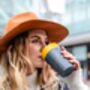 Leak Proof Reusable Cup 8oz Black And Electric Mustard, thumbnail 1 of 6