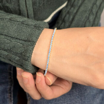 Aquamarine March Birthstone Dainty Tennis Bracelet, 2 of 3
