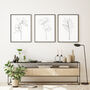 Black And White Set Of Three Floral Line Art Posters, thumbnail 1 of 5