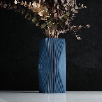 3D Diamond Shape Vase In Navy Blue For Dried Flowers, 4 of 8