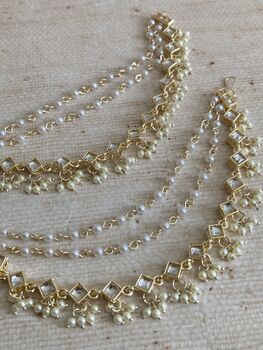 Gold Plated Pearl Ear Chains/Kaan Chain, 5 of 5