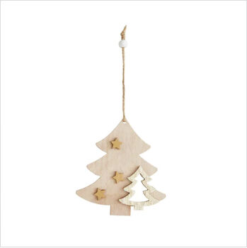 Christmas Tree Shaped Wooden Bauble Hanging Decoration, 4 of 4