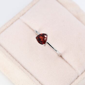 Sterling Silver Genuine Trillion Cut Garnet Ring, 7 of 12
