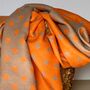 Cashmere Blend Spots Scarf In Orange, thumbnail 2 of 5